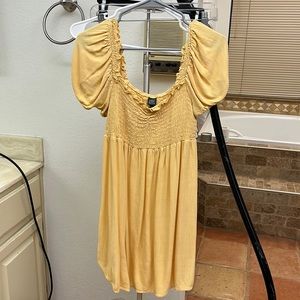 Yellow off the shoulder smocked top dress